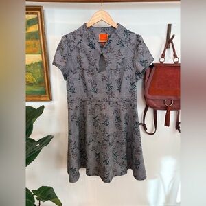 ModCloth Plaid Floral Keyhole Dress XL Cottagecore Academia